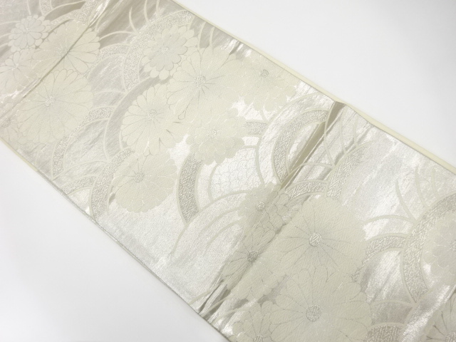 JAPANESE KIMONO / ANTIQUE FUKURO OBI / SILK / WOVEN KIKU